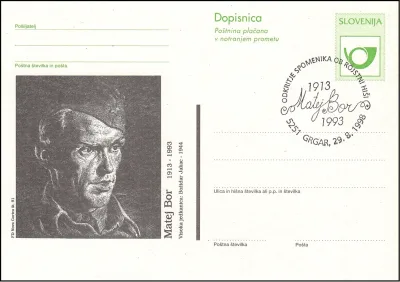 MATEJ BOR ODKRITJE SPOMENIKA OB ROJSTNI HIŠI 1913 - 1993